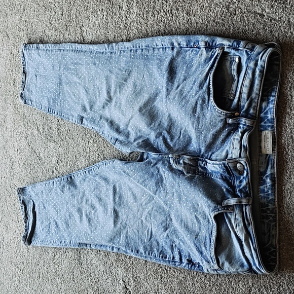 Pilcro Anthropologie High-Rise Gem Straight-Leg Jeans Rhinestone Embellished 31 - Picture 8 of 11